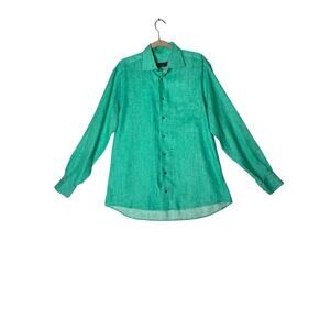 St Croix size M shirt 100% linen green button-up long sleeve classic polished